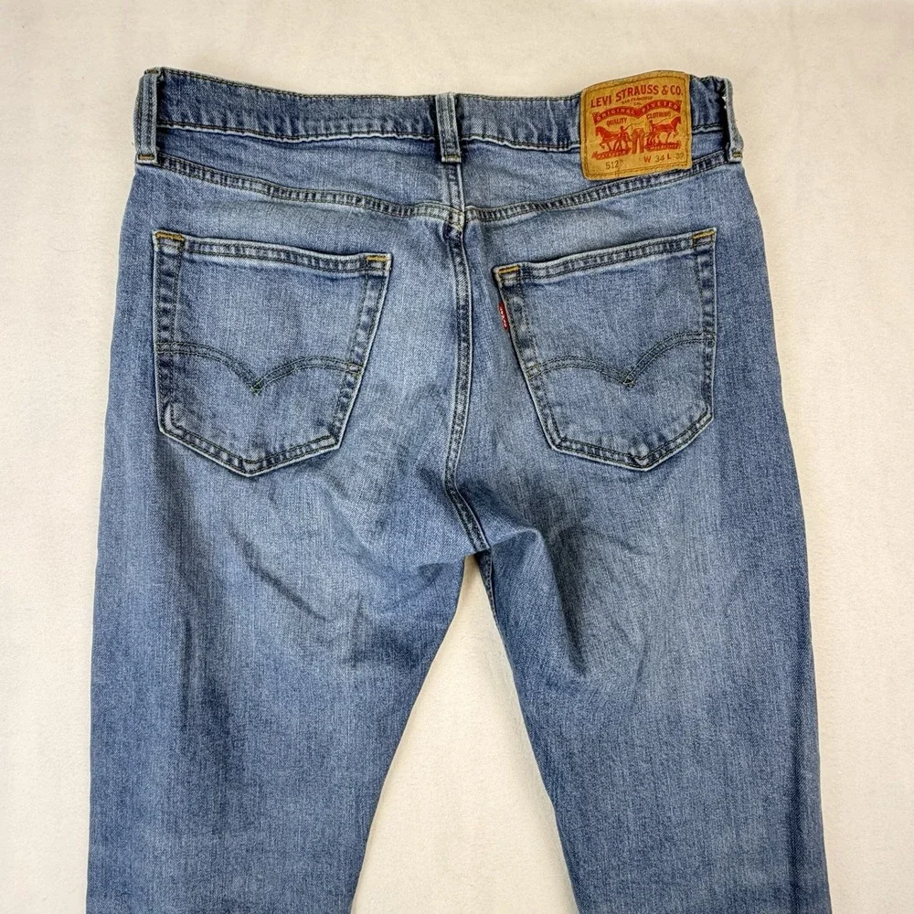 Levi's 512 Jeans Men 34x32 Blue Slim Taper Leg Medium Wash Mid Rise Stretch